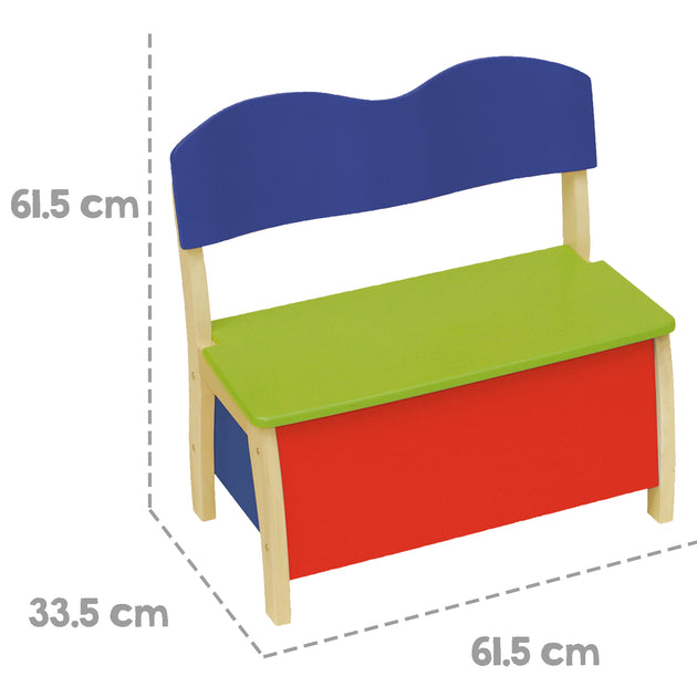 Banco baúl infantil 'Woody' - baúl de juguete en madera natural/gris -  incl. tapa freno