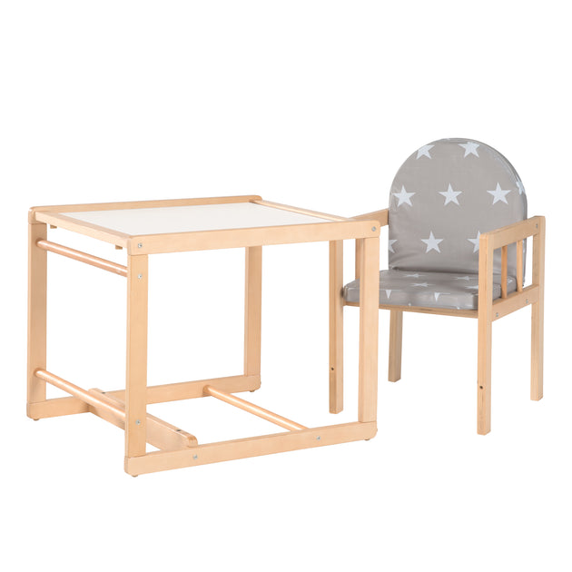Stars\', wood, seat chair to high upholstered chair, high table & \'Little convertible natural Combination chair