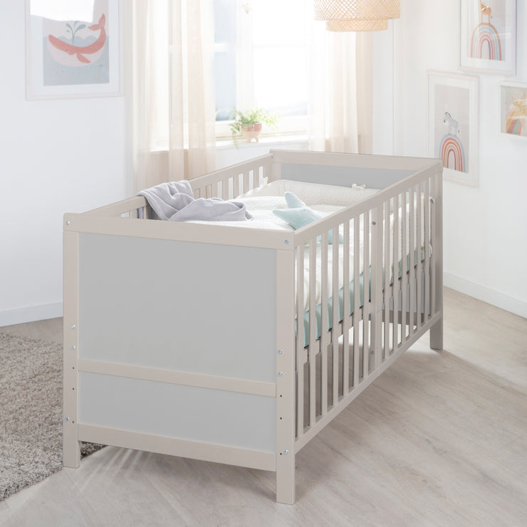 Letto per bambini combinato Easy Sleep 70x140 compresi gli angoli di conversione - grigio chiaro