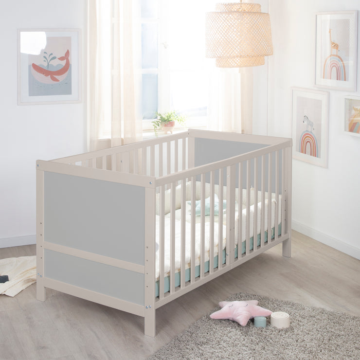 Letto per bambini combinato Easy Sleep 70x140 compresi gli angoli di conversione - grigio chiaro