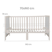 Cama combinada para niños Fácil sueño 70x140 incluyendo esquinas de conversión - gris claro