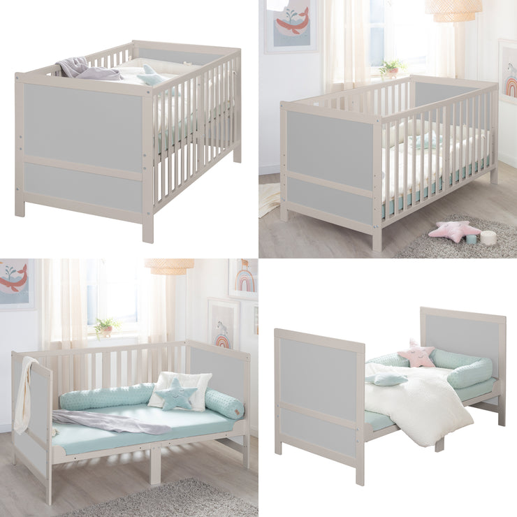 Cama combinada para niños Fácil sueño 70x140 incluyendo esquinas de conversión - gris claro