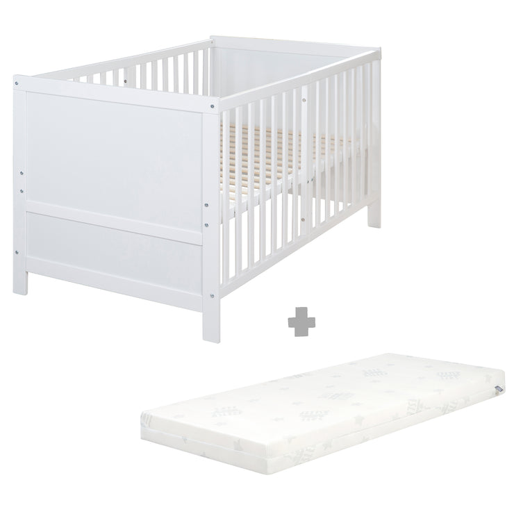 Cama combinada para niños Fácil sueño 70x140 incluyendo esquinas de conversión - Madera pintada de blanco