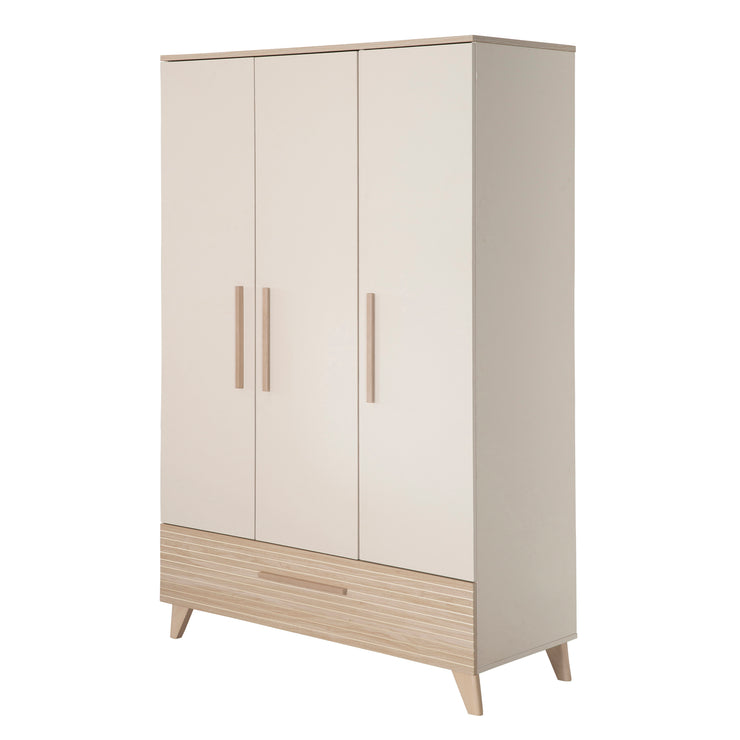 Chambre Bébé 'Sidney' 3 PC - Lit 70 x 140 cm + Commode à Langer + Armoire - Cachemire / Chêne