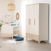 Chambre Bébé 'Sidney' 3 PC - Lit 70 x 140 cm + Commode à Langer + Armoire - Cachemire / Chêne