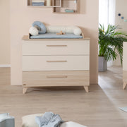 Chambre Bébé 'Sidney' 3 PC - Lit 70 x 140 cm + Commode à Langer + Armoire - Cachemire / Chêne