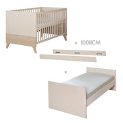 Set de Meubles 'Sidney' 2 pc - Lit Bébé 70x140 cm + Commode à Langer - Cachemire / Décor Chêne