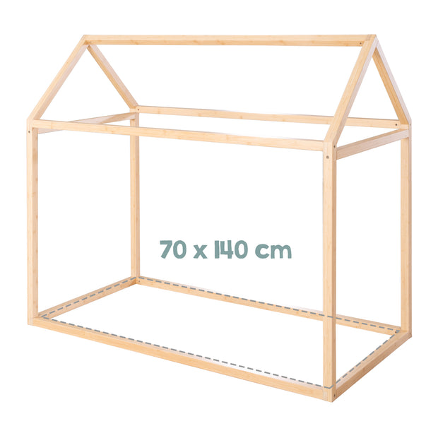 Lit de maison 70 x 140 cm - lit Montessori en bois de bambou - Certifié FSC