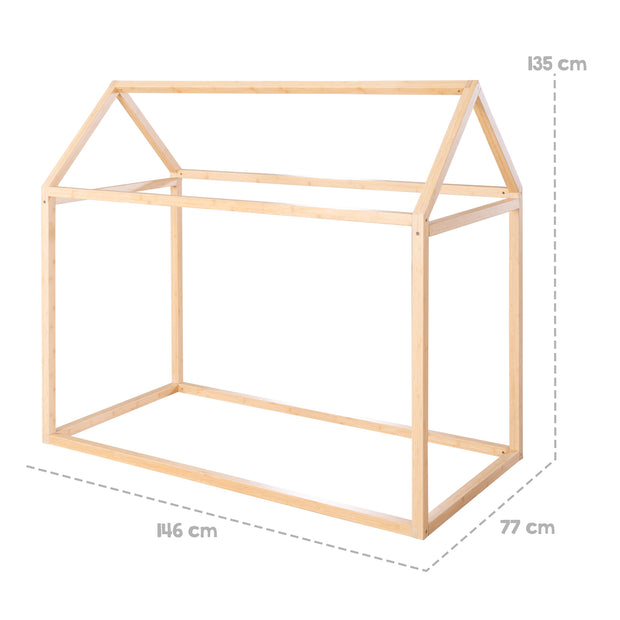 Lit de maison 70 x 140 cm - lit Montessori en bois de bambou - Certifié FSC