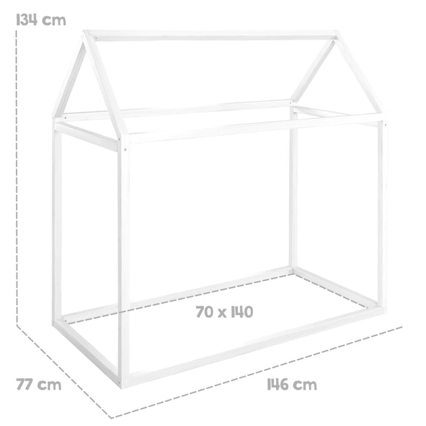 Hausbett 70 x 140 cm - Montessori-Bett aus Holz weiß lackiert - FSC zertifiziert