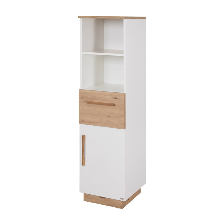 Stand -shelf "Lion" con porta e cassetto - Oak artigianale / bianco