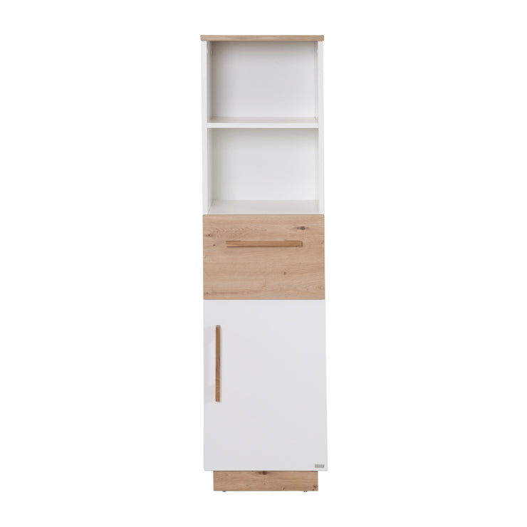 Stand -shelf "Lion" con porta e cassetto - Oak artigianale / bianco