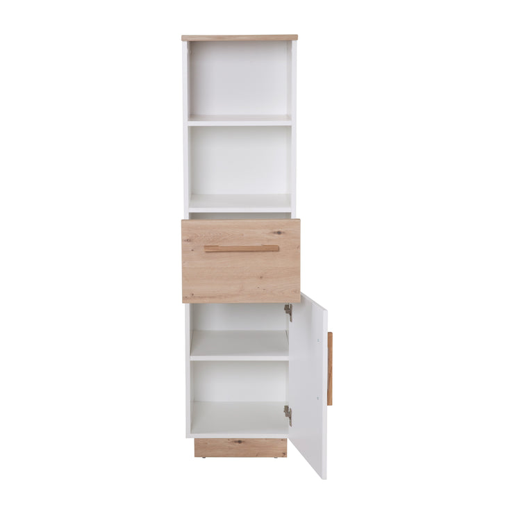 Stand -shelf "Lion" con porta e cassetto - Oak artigianale / bianco