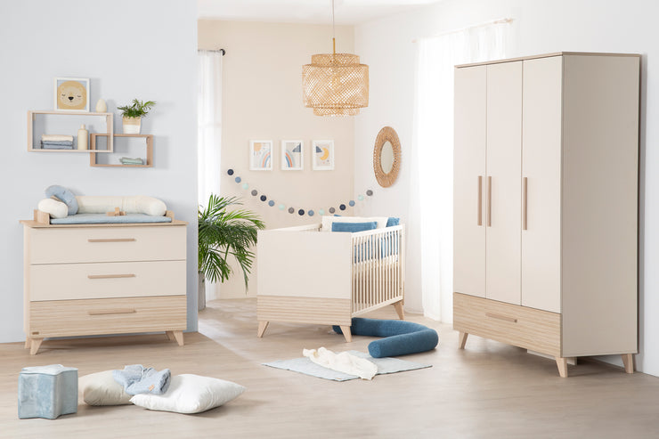 Armadio per bambini 'Sidney' a 3 ante - Decor Cashmere / Rovere