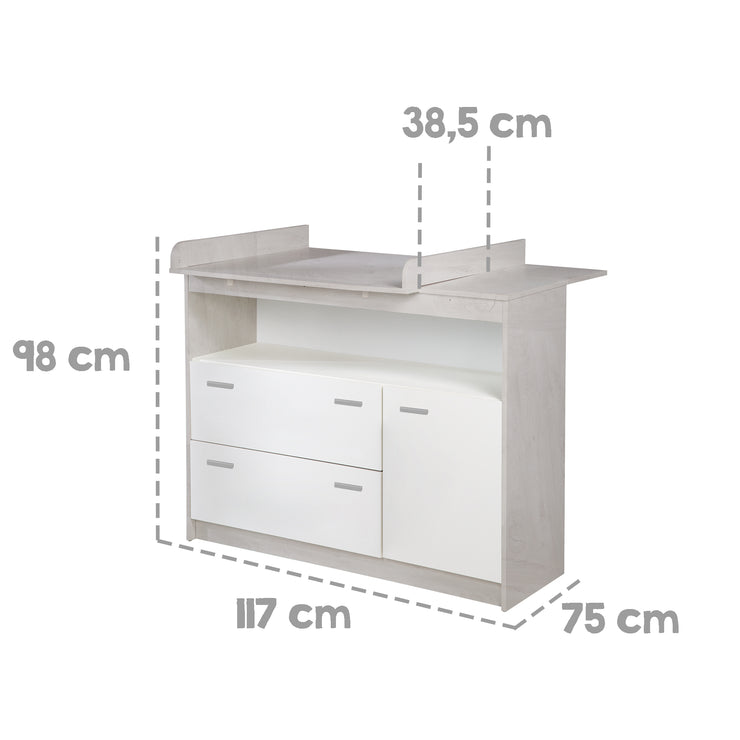 Wapping Casse dei cassetti "Julia" incluso l'approccio, 2 cassetti, 1 porta, altezza avvolgimento 90,5 cm