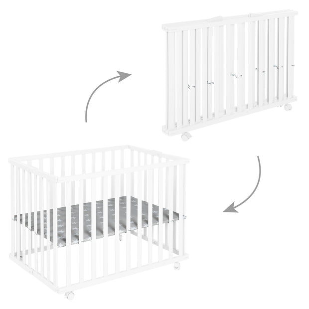 Calandre de course pliant 75x100 blanc + insérer les petites étoiles - réglable en hauteur - y compris les rôles