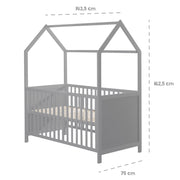 Cama casita 70 x 140 cm, certificado FSC, cama infantil convertible, topo, ajustable en 3 posiciones, convertible