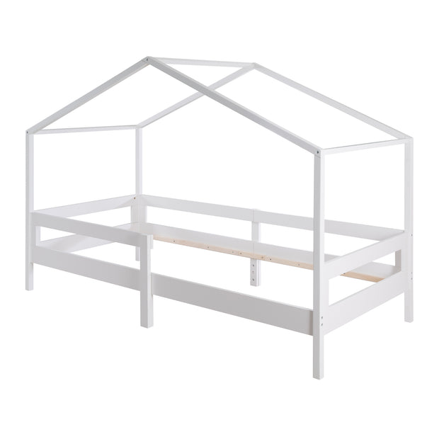 Letto di casa 90 x 200 cm con griglia laterale - letto per bambini Montessori - Bianco in legno