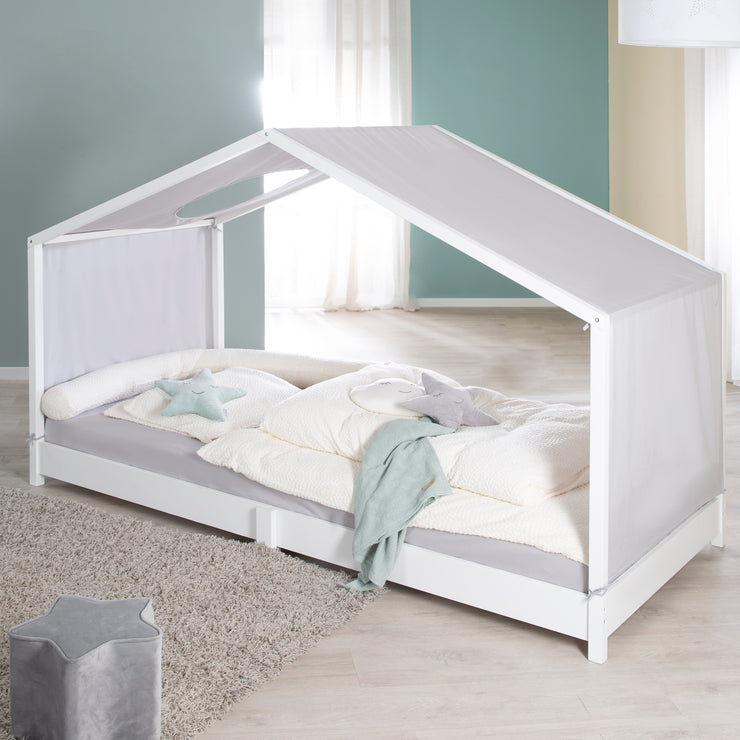 Letto di casa 90 x 200 cm - letto per bambini secondo il principio di Montessori - Bianco in legno