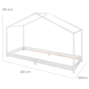 Hausbett 90 x 200 cm - Bodenbett für Kinder nach Montessori Prinzip - Holz weiß