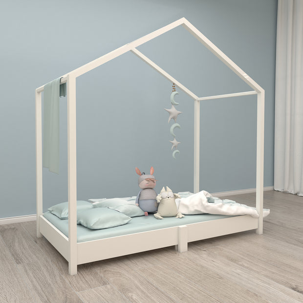 Cama de la casa 70 x 140 cm - Cama de piso según Montessori Principio - Wood White