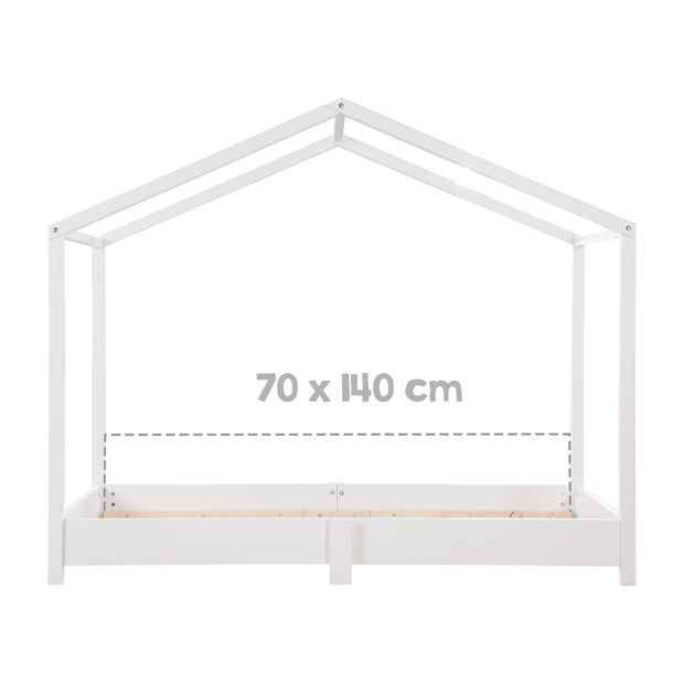 Cama de la casa 70 x 140 cm - Cama de piso según Montessori Principio - Wood White