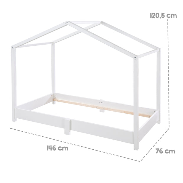 Hausbett 70 x 140 cm - Bodenbett nach Montessori Prinzip - Holz weiß