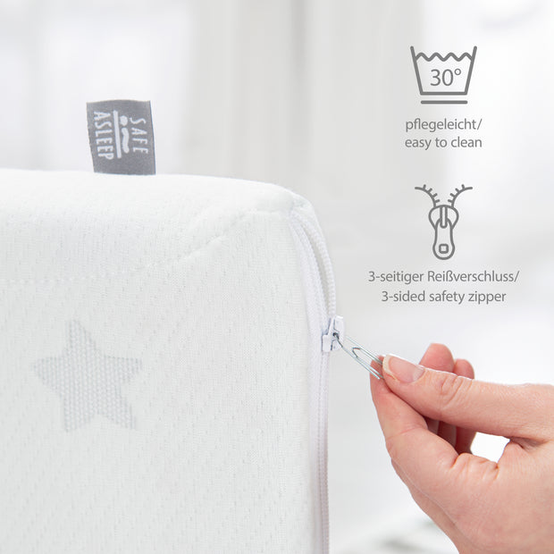 Baby Bed Mattress COMFORT AIR ROLL safe asleep® with Moisture Protection - White