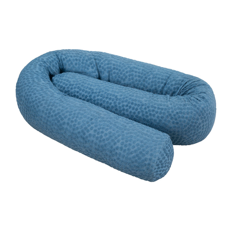 Bed Snake 'Seahells Indigo' 170 cm en coton certifié biologique - bleu