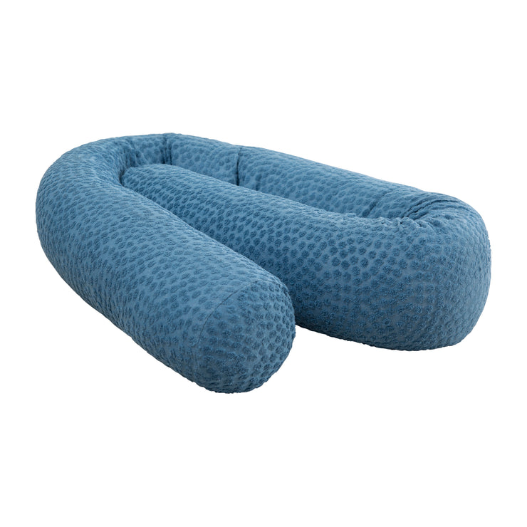 Bed Snake 'Seahells Indigo' 170 cm en coton certifié biologique - bleu