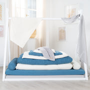 Bed Snake 'Seahells Indigo' 170 cm en coton certifié biologique - bleu