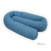 Bed Snake 'Seahells Indigo' 170 cm realizzato in cotone organico certificato - Blu