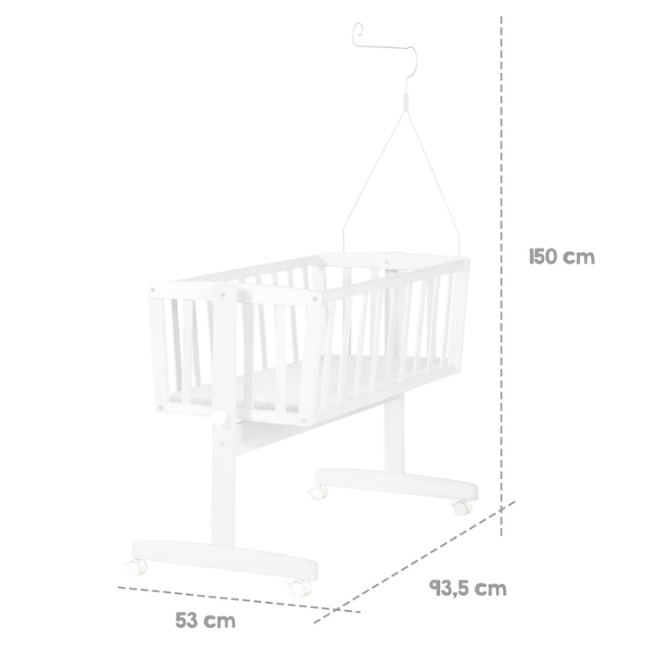 Complete Cradle Set "Little Stars" Including Textile Equipment in White / Gray