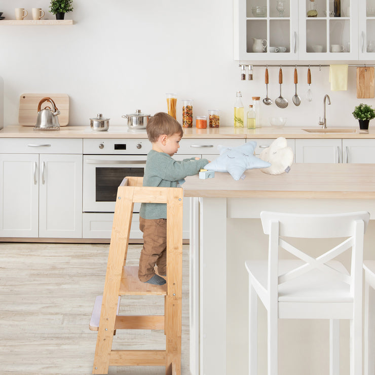 Torre didattica in legno di bambù - sgabello per bambini - certificato FSC - carico fino a 80 kg