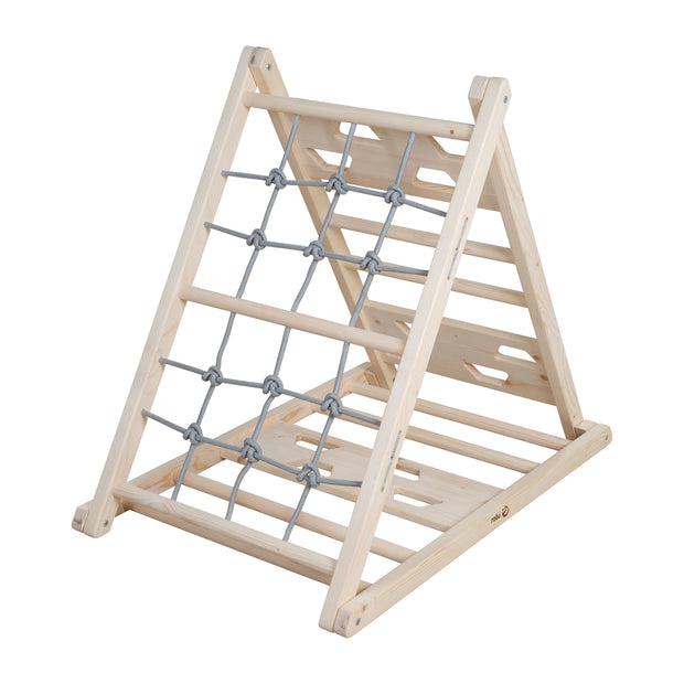 Kletterdreieck aus Holz - 3-Seiten-Funktion - Natur / Grau