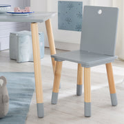 Ensemble de sièges, kit composé de 2 chaises et un table pour enfants, en bois, gris laqué