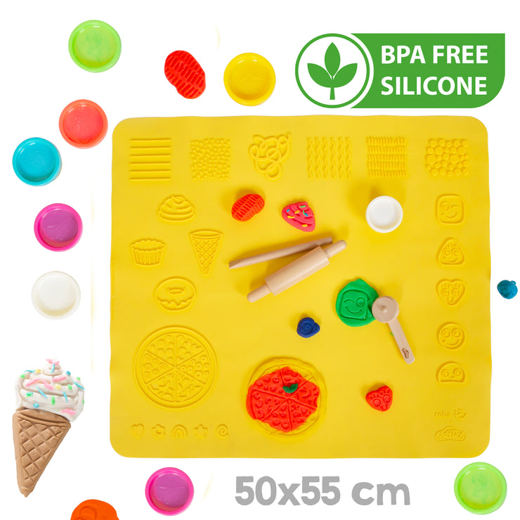 roba x Play-Doh Mesa de Manualidades con Taburete, 6 Botes de Plastilina y Accesorios de Juego - A Partir de 3 Años