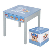 Set da tavolo per bambini 'Paw Patrol' con piano reversibile e cassa per seduta - Grigio / Blu