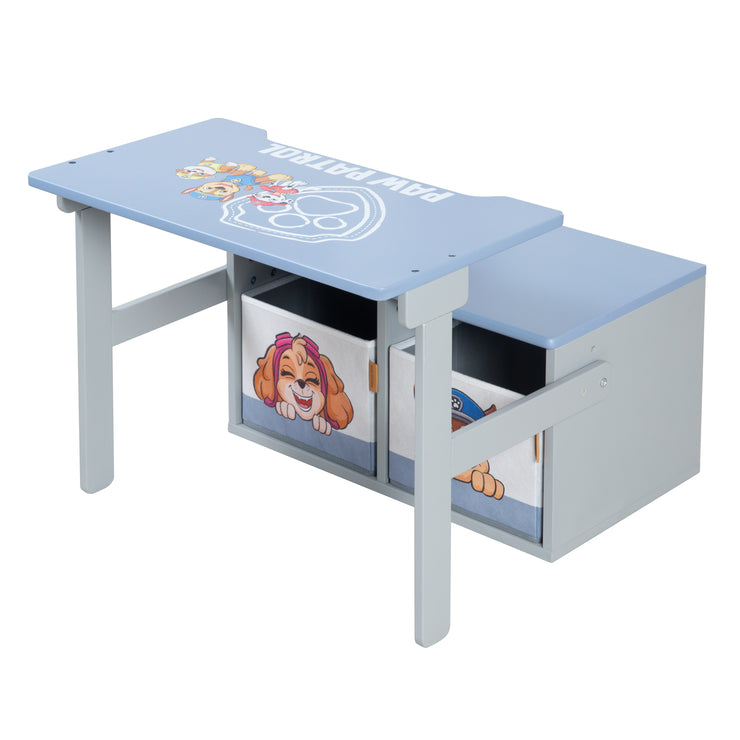 Banc pliable 'Paw Patrol' + boîtes en toile - Transformable en pupitre d'école