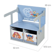 Panca pieghevole "Paw Patrol" + Box in tela - Trasformabile in banco di scuola