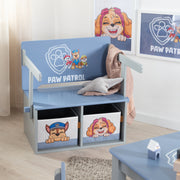 Banc pliable 'Paw Patrol' + boîtes en toile - Transformable en pupitre d'école