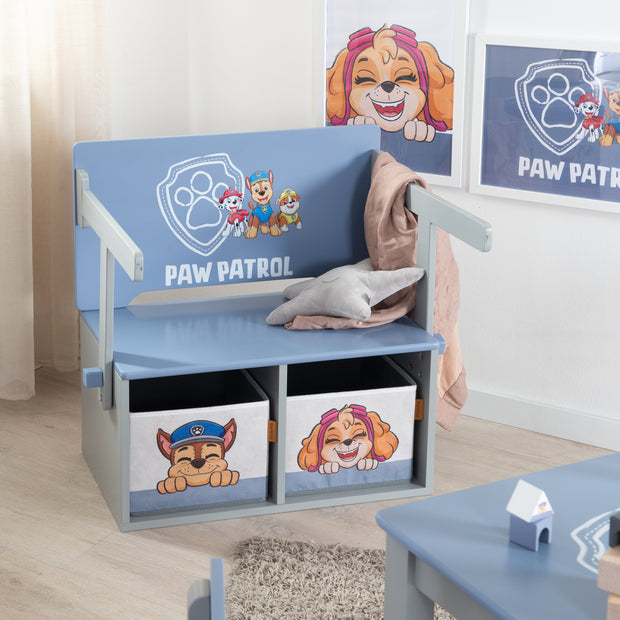 Klappbare Sitzbank 'Paw Patrol' + Canvas Boxen - Umbaubar zum Schulpult