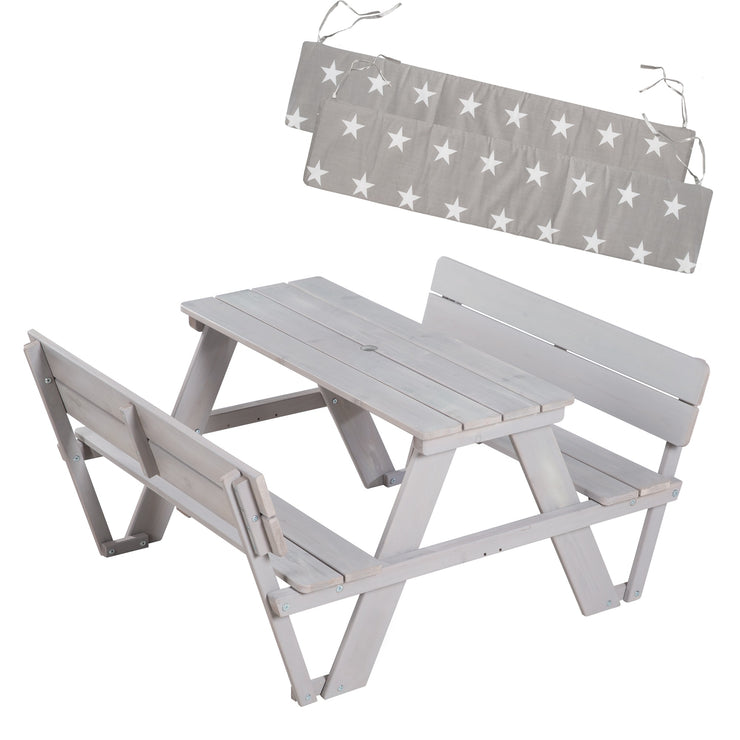 Conjunto de asientos para niños 'Outdoor+', con respaldo 'Para 4', resistente a la intemperie de madera maciza, gris