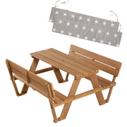 Conjunto de asientos para niños 'Outdoor+', con 2 bancos, 1 mesa 'Para 4', de madera maciza, resistente a la intemperie