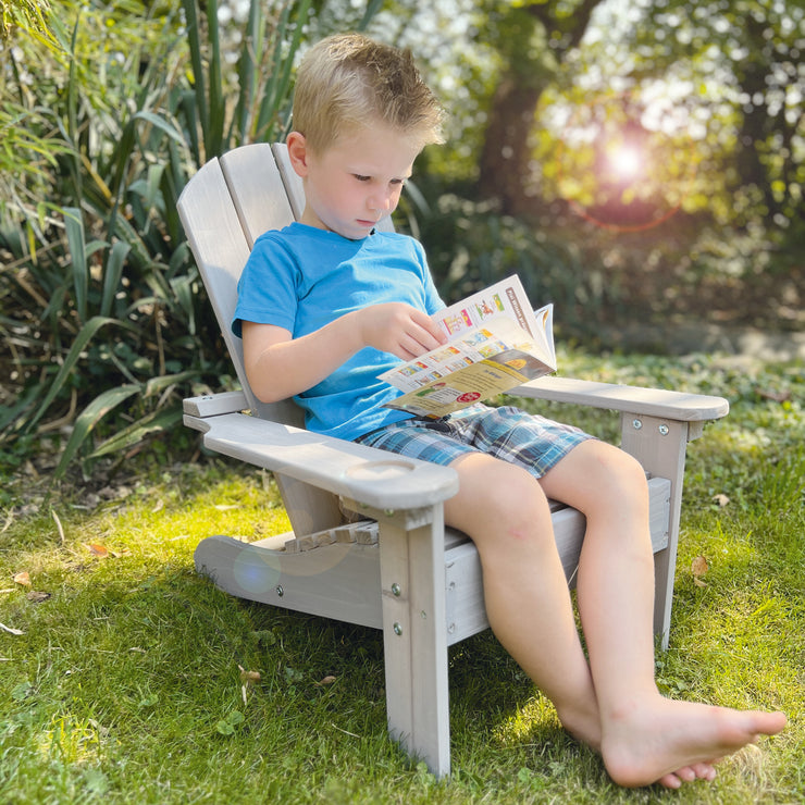 Sedia per bambini da esterno "Deck Chair" - sedia a sdraio in legno certificato FSC - verniciato grigio