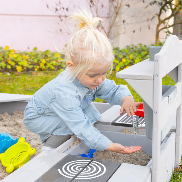 Outdoor-Spielküche inkl. Zubehör - FSC zertifiziertes Holz - Grau lasiert