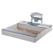 FSC -certified sandpit with mud kitchen - solid wood gray glazed