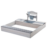 FSC -certified sandpit with mud kitchen - solid wood gray glazed