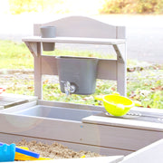 FSC -certified sandpit with mud kitchen - solid wood gray glazed