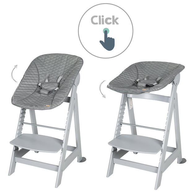 Chaise haute de l'escalier «Born» Set 2in1 en gris, y compris la fixation laïque «Stone Stepped»